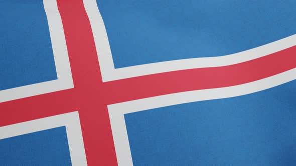 National Flag of Iceland Waving Original Size and Colors 3D Render Islenski Faninn or National Flag alt