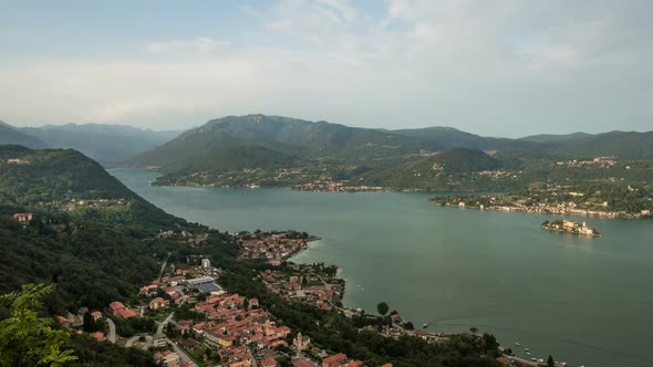 Orta Lake and San Giulio Island in Italy in Summer Day