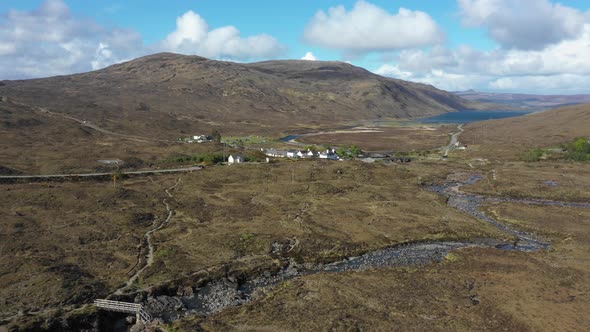 Drone view of Sgrr nan Gillean mountain and Sligachan Waterfalls in the Isle
