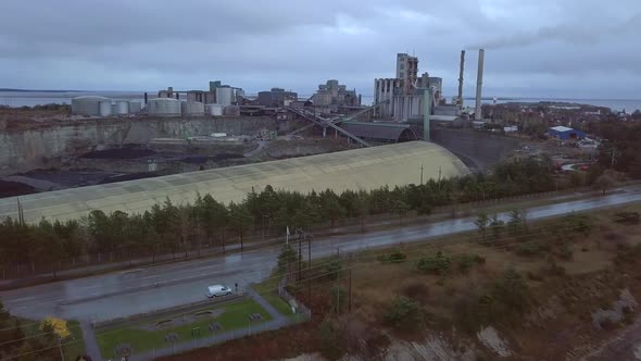 Aerial View of Quarry and Cement Factory