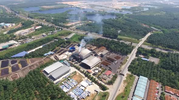 Aerial - Malaysia's Palm Oil Factory (Kilang Kelapa Sawit) alt