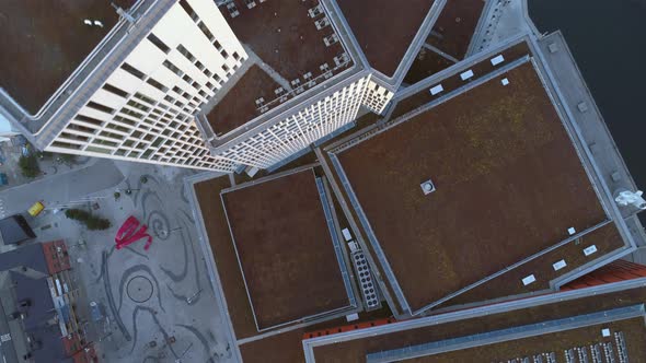 Aerial Top Down View of Skyscraper Buildings