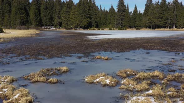 Elevated view of the black lake in the municipality of Zabljak Montenegro Europe alt