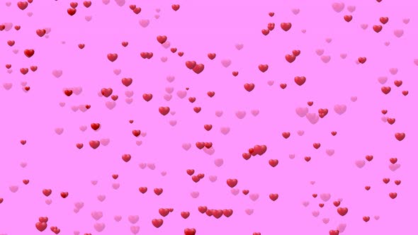 Animated Background Pink Red Hearts Falling Raining Love Particles 14 February