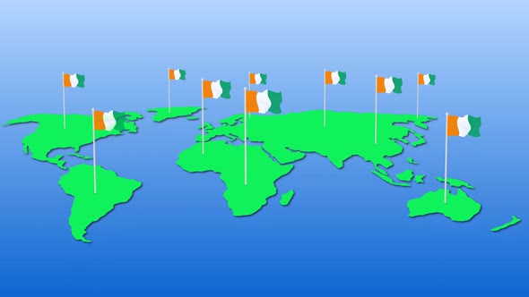 Flag Of Cote Divoire Around The World Flying Wave Animation alt