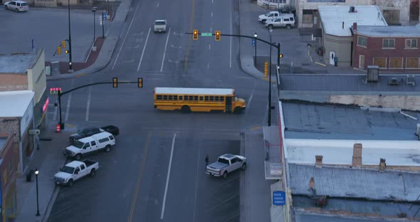 Historic Small Town USA with School Bus alt