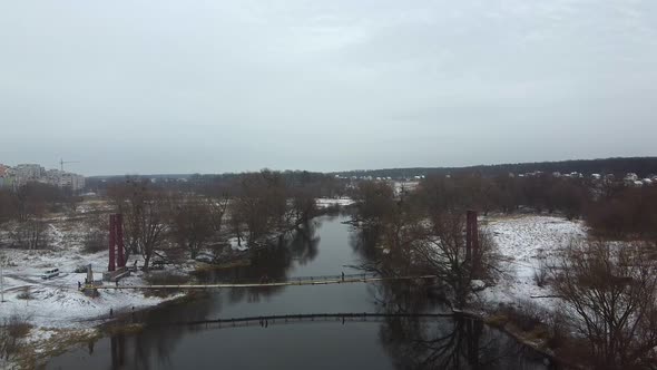 Winter River Landscape Snow Aero