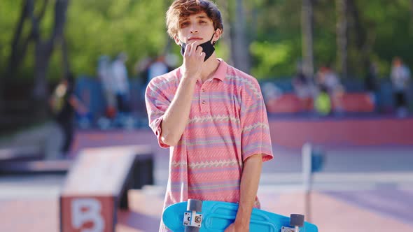 In the Middle of Skate Park Good Looking Guy with alt