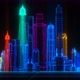 Orbiting Futuristic Digital Colorful City Seamless Loop - VideoHive Item for Sale