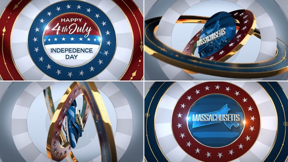 Massachusetts Fourth of July Independence Day United States of America State Map with Flag 4K alt