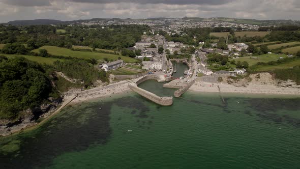 Charlestown Small Harbour St Austell Bay South Cornwall Coastline UK Aerial View