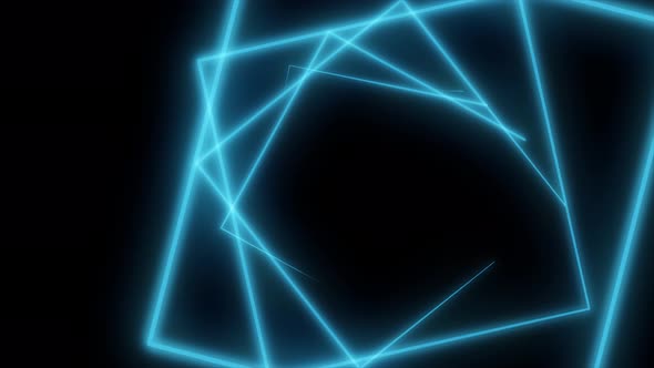 Blue flying triangular neon silhouettes alt