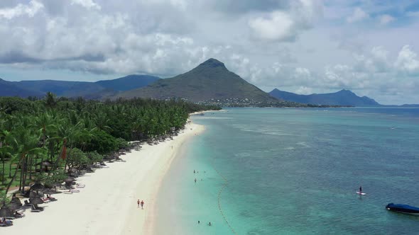 View From the Height of the Snowwhite Beach of Le Morne on the Island of Mauritius in the Indian alt