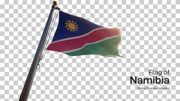 Namibia Flag on a Flagpole with Alpha-Channel alt
