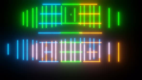 Abstract VJ Loop with Color Laser Wireframe Squares
