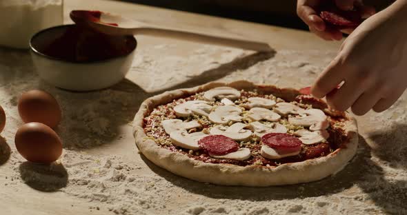 Process of Making Traditional Italian Handmade Pizza