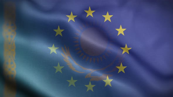 EU Kazakhstan Flag Loop Background 4K