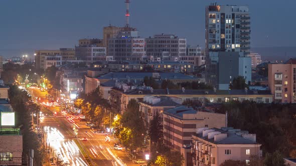 Kharkiv City Panorama From Above Night Timelapse alt