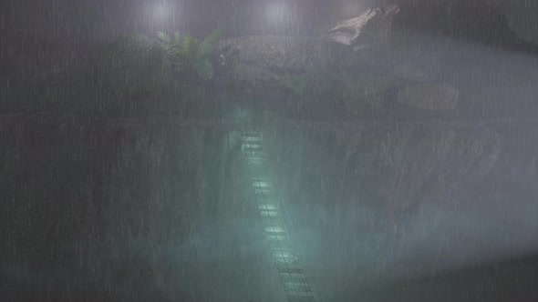 27. Rain Falls In The Middle Of The Valley At Night Night Scenery In The Rainforest alt