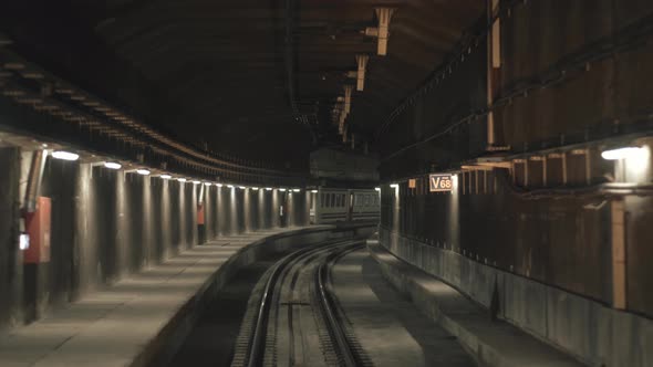 illuminated view of subway station