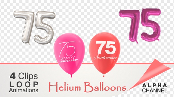 75 Anniversary Celebration Helium Balloons Pack