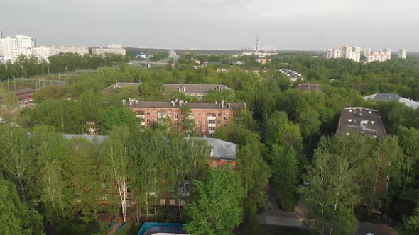 Movement Over Old Brick-built Neighborhood in Moscow, Russia