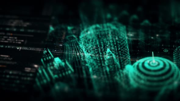 Futuristic HUD Holographic Digital City Map alt