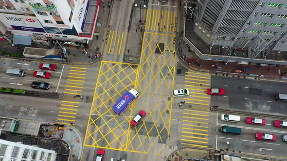 Top View of Hong Kong Traffic Intersection