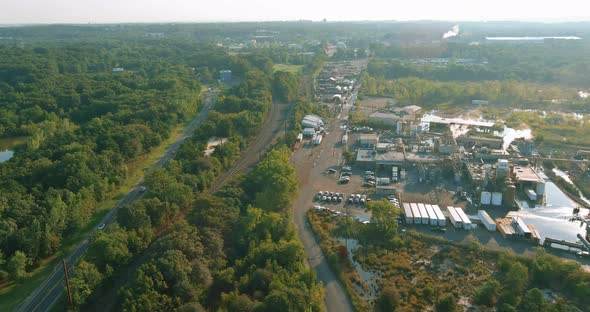 Aerial View Chemical Factory Production Line for Delivering Components alt