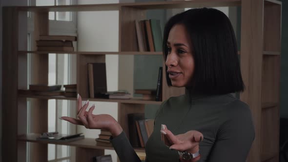 Indignant Woman Waving Her Hands alt