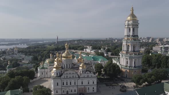 Kyiv Pechersk Lavra. Slow Motion. Aerial View, Flat, Gray alt