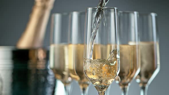 Super Slow Motion Shot of Pouring Champagne at 1000Fps alt