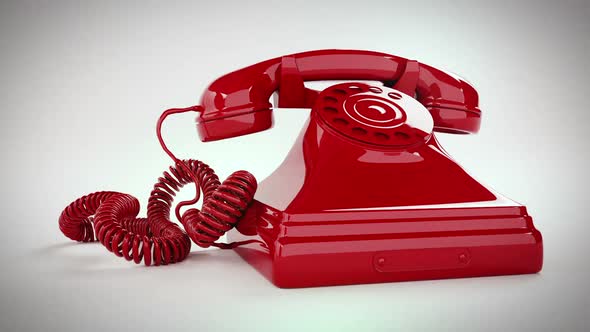 Endless animation of a stylish vintage red telephone ringing. Loopable. HD alt