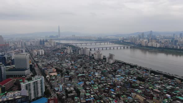 Seoul Han River Seongsu Dong Housing Complex Aerial View