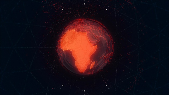 Africa Continent on the Rotating Red Earth 4 K