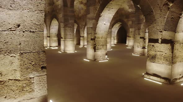 Interior of Historical Monumental Building With Stone Arches and Domes alt