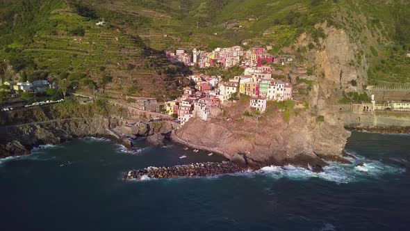 Aerial view of Vernazza, the famous Cinque Terre town, Liguria, Northern Italy