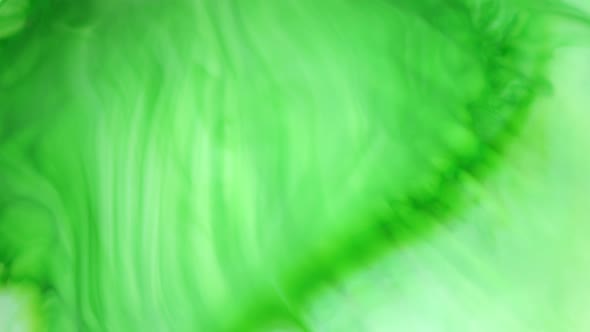 Ink in Water. Green Ink Reacting in Water Creating Abstract Background