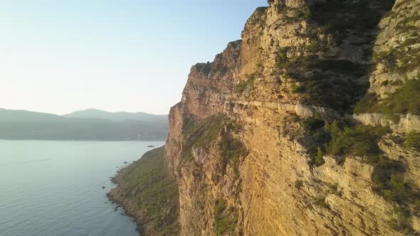 The Golden Rocks on South Coast of France at Sunset