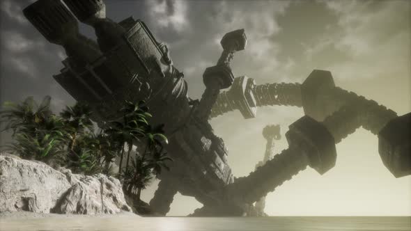 UFO Crashed in the Ocean Near Tropical Island alt