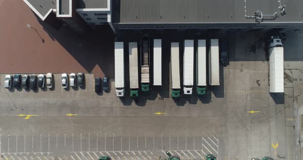 Buildings of Logistics Center, Warehouses Near the Highway, View From Height, a Large Number alt