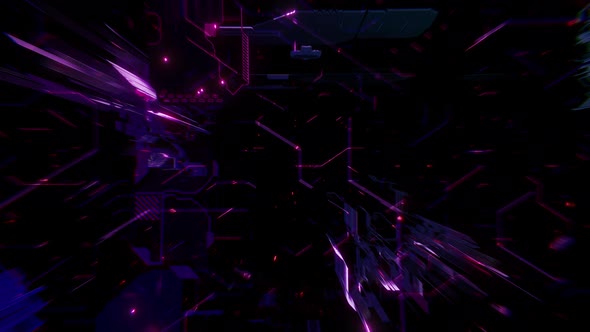 Futuristic Abstract Virtual Reality Cyberpunk Gaming Space Loop Background with Blockchain Concept