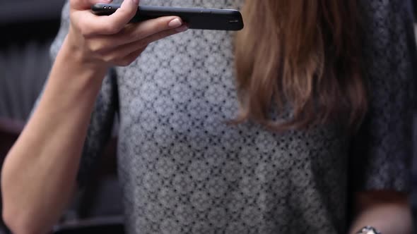 Beautiful Woman Making Food Photo On Mobile Phone At Cafe alt