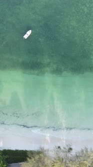 Boat Boats in the Ocean Near the Coast of Zanzibar Tanzania Slow Motion Vertical Video alt