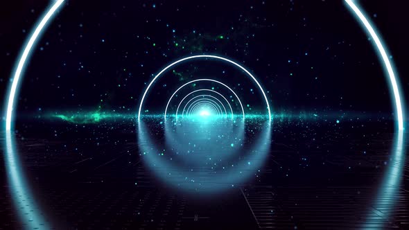 Neon Circle Blue Particle 4K  alt