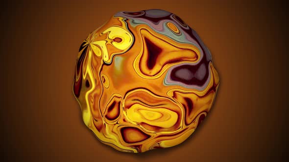 Golden color abstract liquid sphere animation motion background. A 68