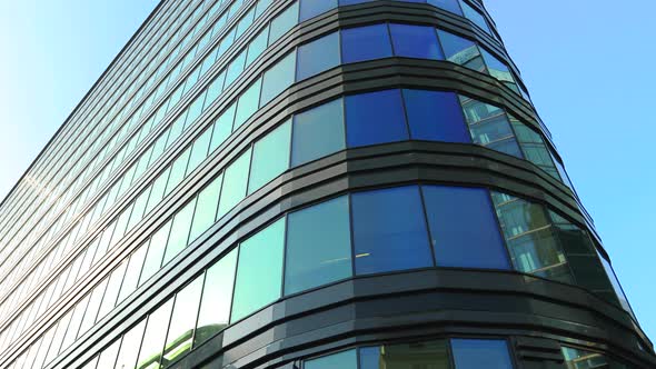 Moving among modern office building alt