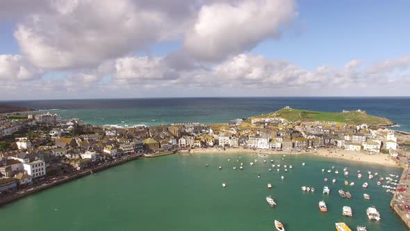 English Sea side town aerial view alt