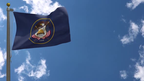 Utah State Flag (Usa) On Flagpole alt