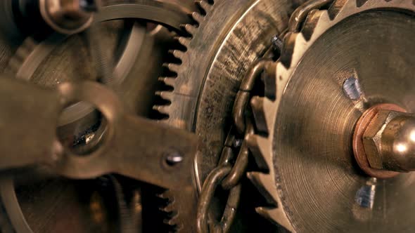 Steampunk, Gear Mechanism with a Chain, Part of an Old-style Time Machine alt